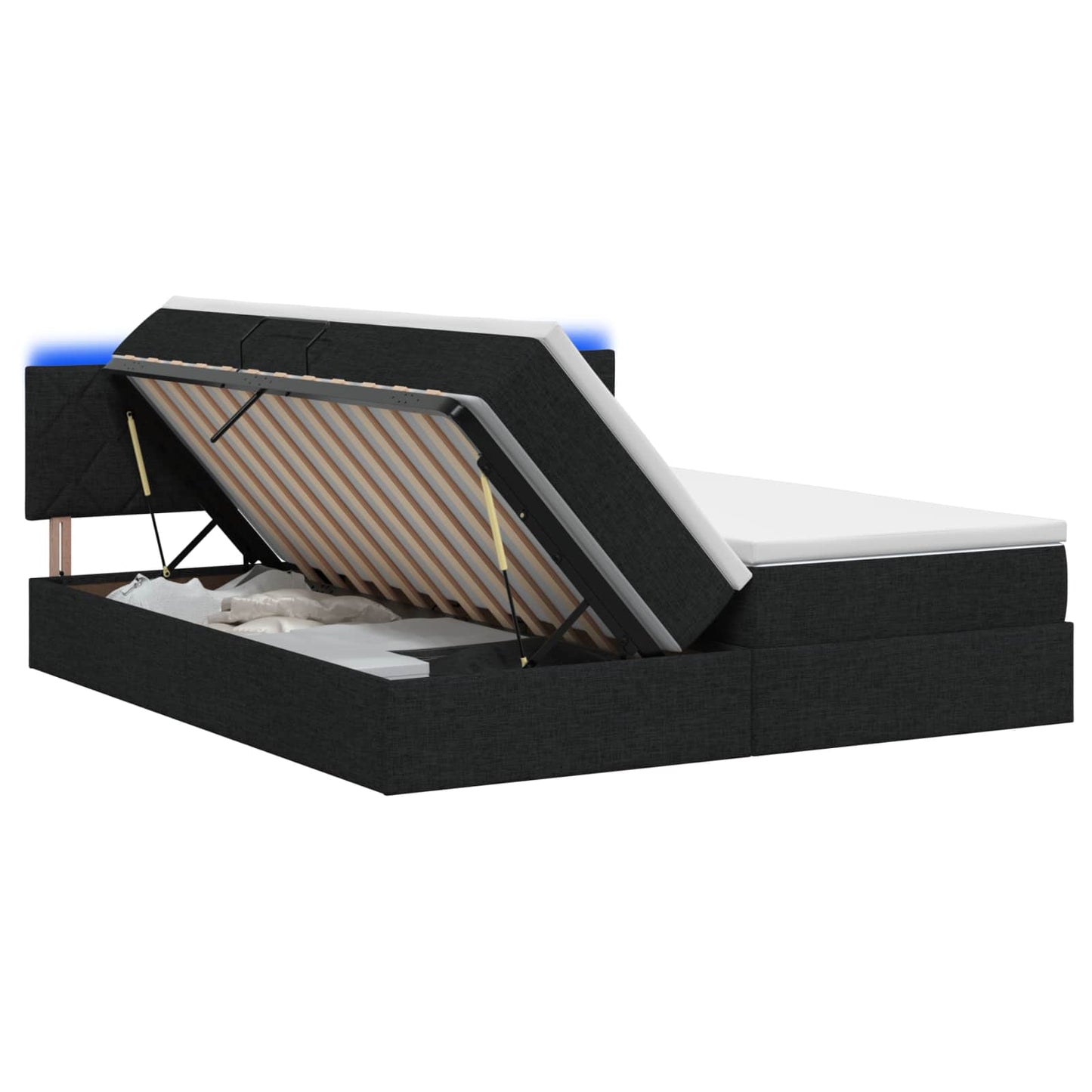 LED opbevarings seng med madras Sort 200 x 200 cm Stof