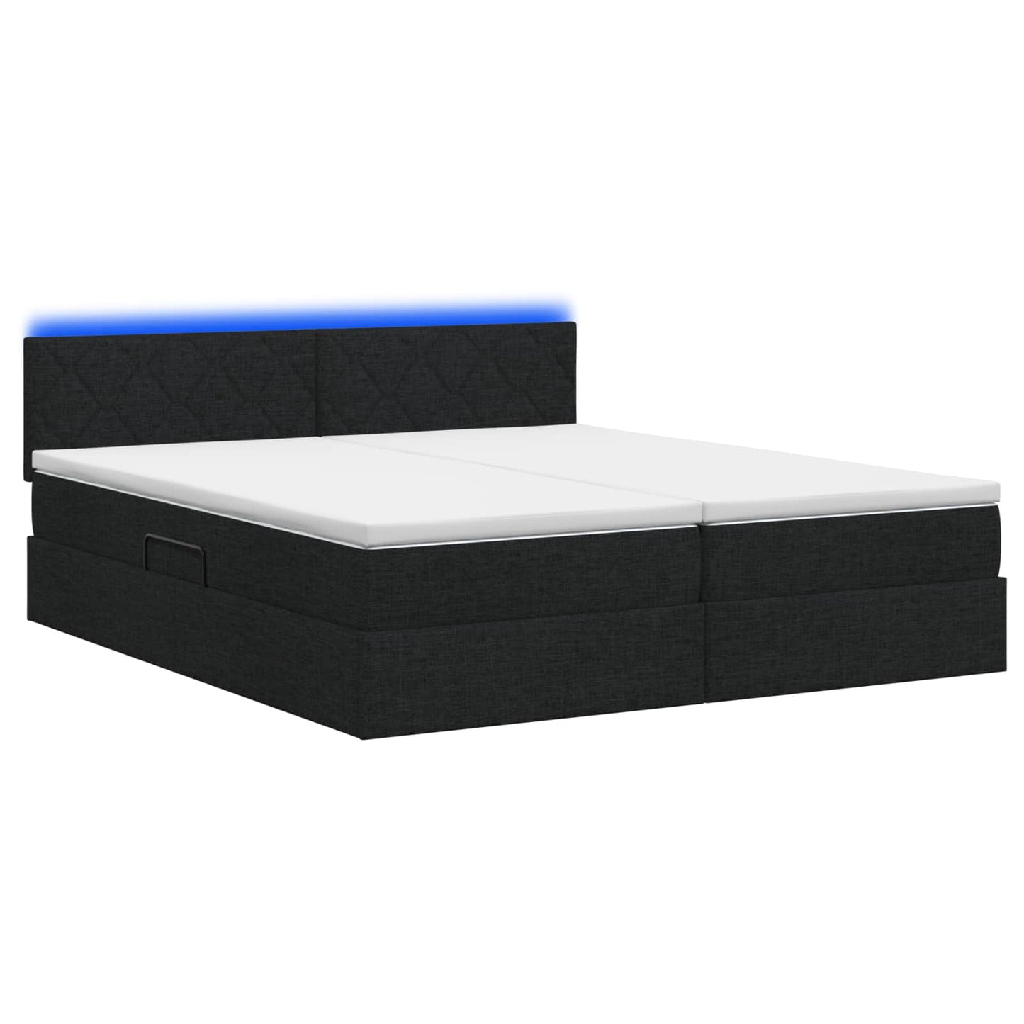 LED opbevarings seng med madras Sort 200 x 200 cm Stof