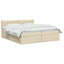 LED opbevarings seng med madras Cremefarvet 200 x 200 cm Stof