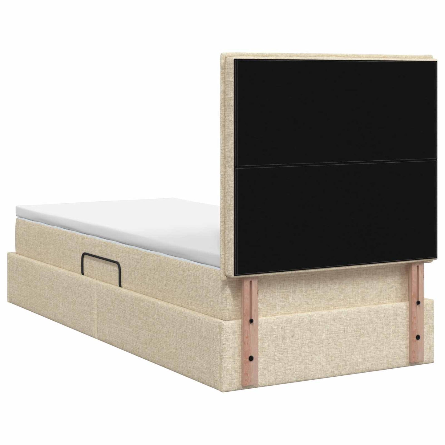 Seng med opbevaring og madras Cremefarvet 90 x 190 cm Stof