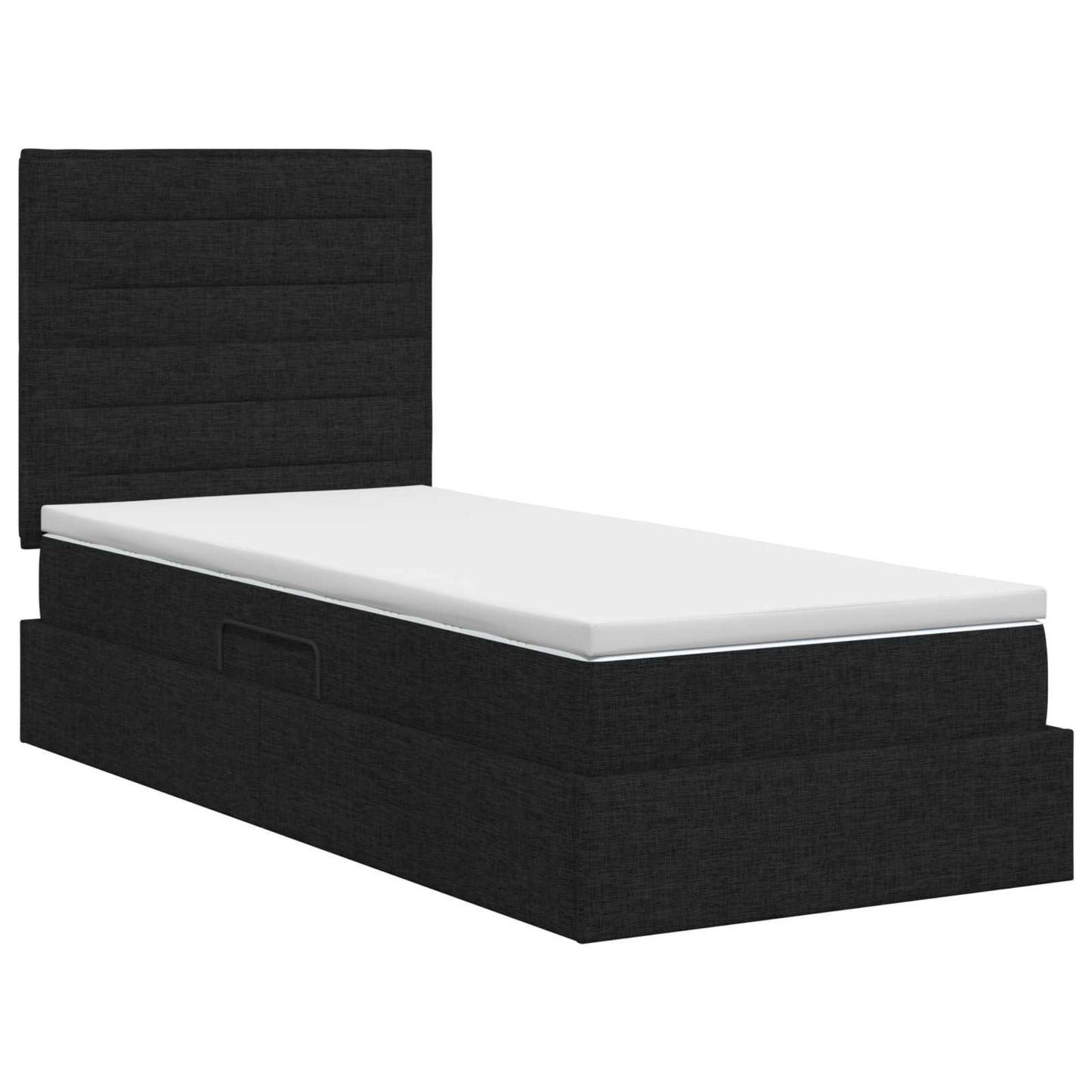 Seng med opbevaring og madras Sort 90 x 200 cm Stof