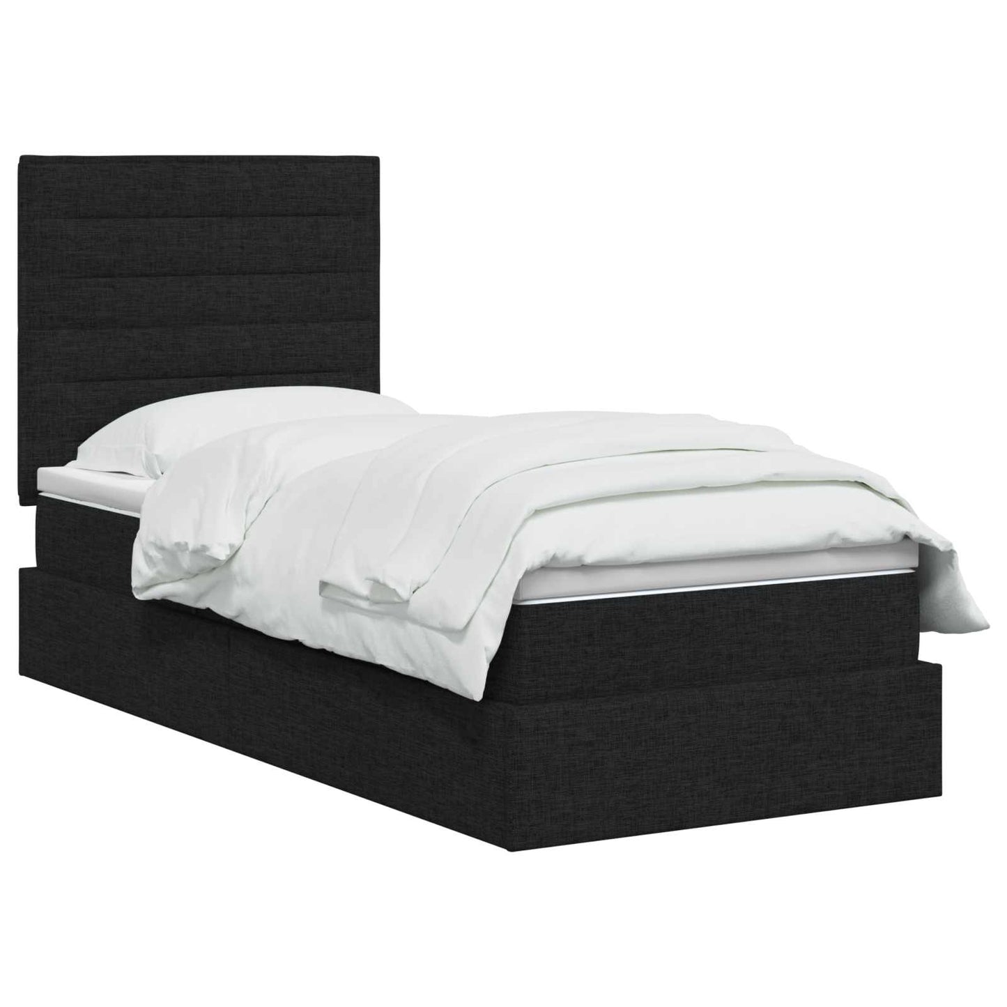 Seng med opbevaring og madras Sort 90 x 200 cm Stof