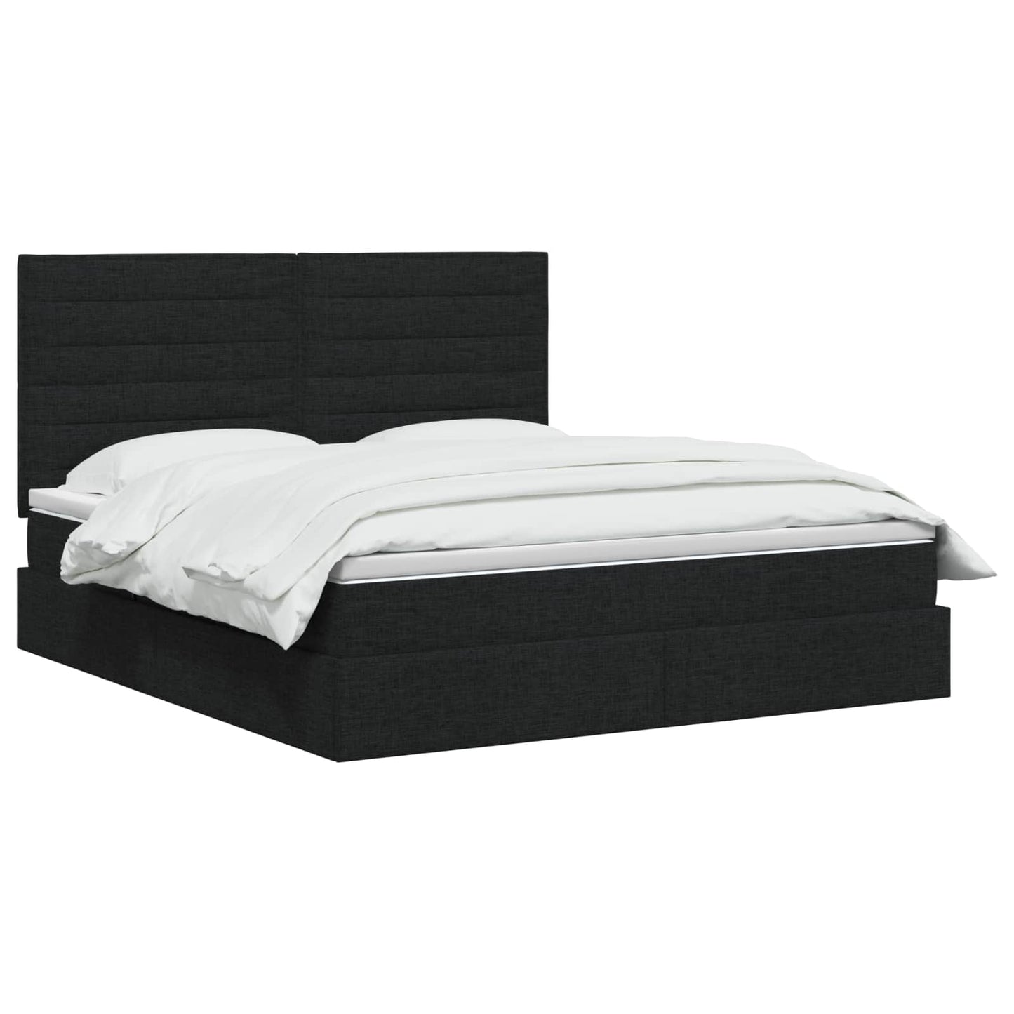 Seng med opbevaring og madras Sort 160 x 200 cm Stof