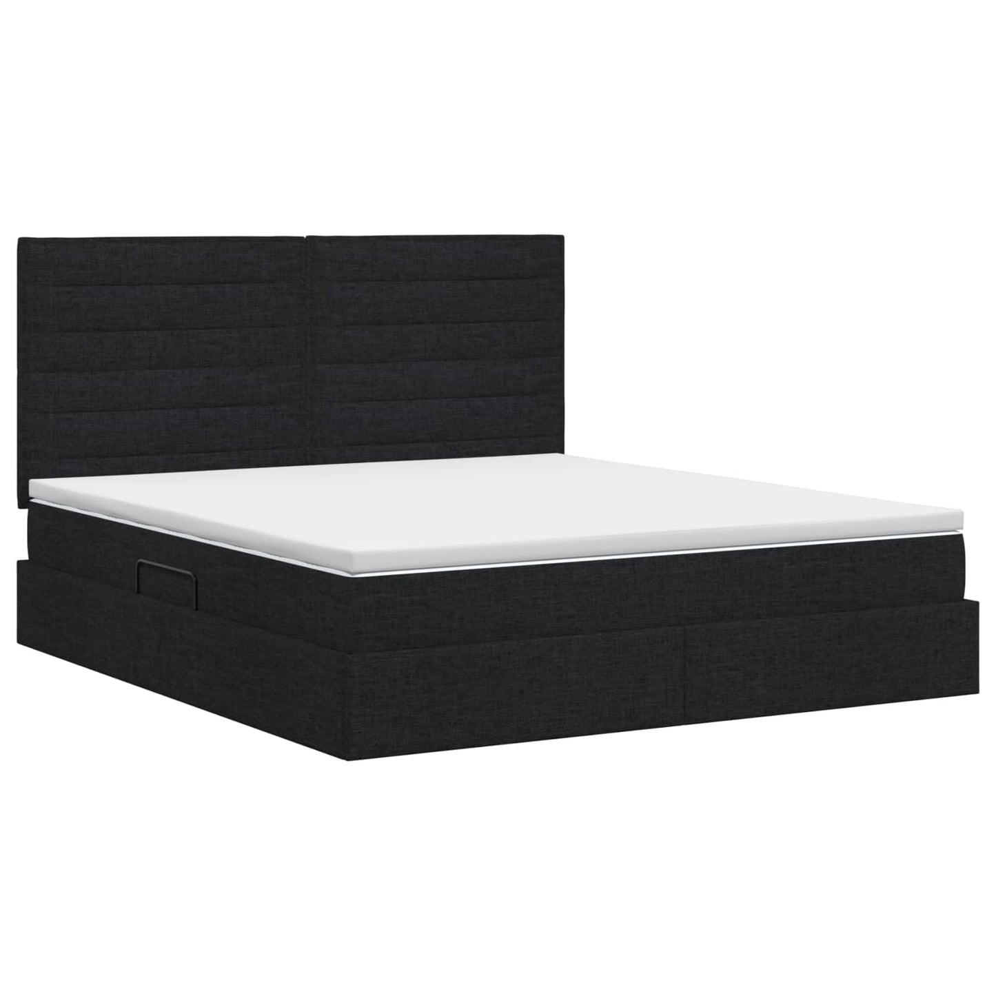 Seng med opbevaring og madras Sort 180 x 200 cm Stof