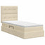 Seng med opbevaring og madras Cremefarvet 90 x 200 cm Stof