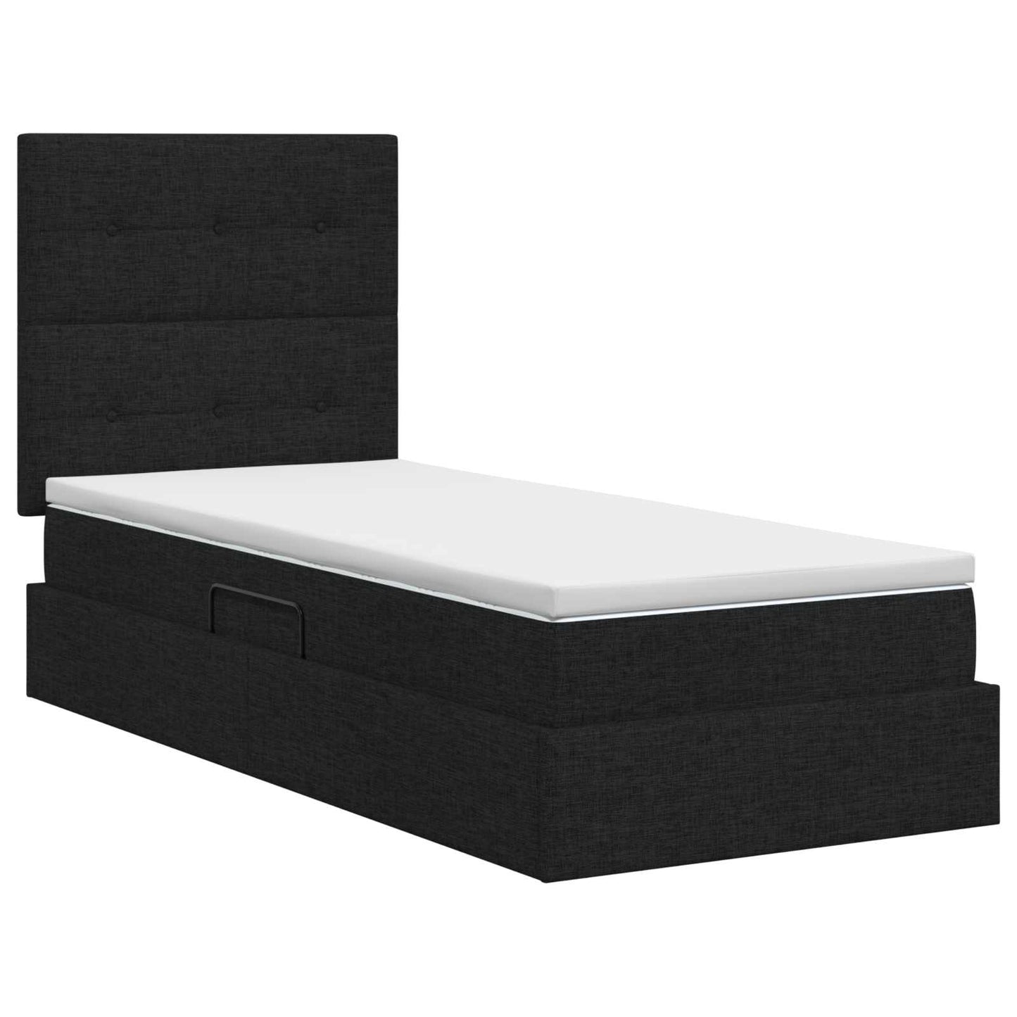 Seng med opbevaring og madras Sort 100 x 200 cm Stof