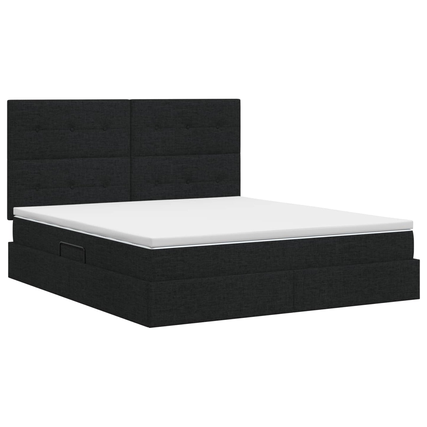 Seng med opbevaring og madras Sort 140 x 190 cm Stof
