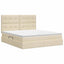 Seng med opbevaring og madras Cremefarvet 160 x 200 cm Stof