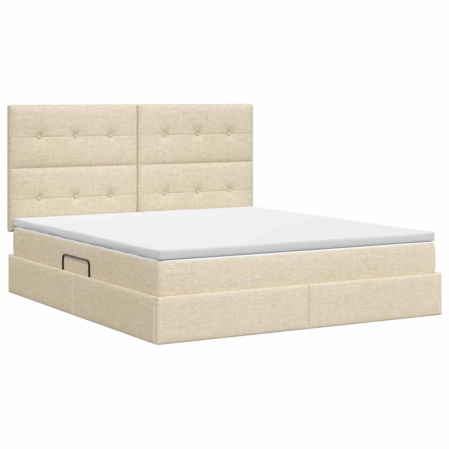 Seng med opbevaring og madras Cremefarvet 180 x 200 cm Stof