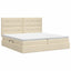 Seng med opbevaring og madras Cremefarvet 200 x 200 cm Stof