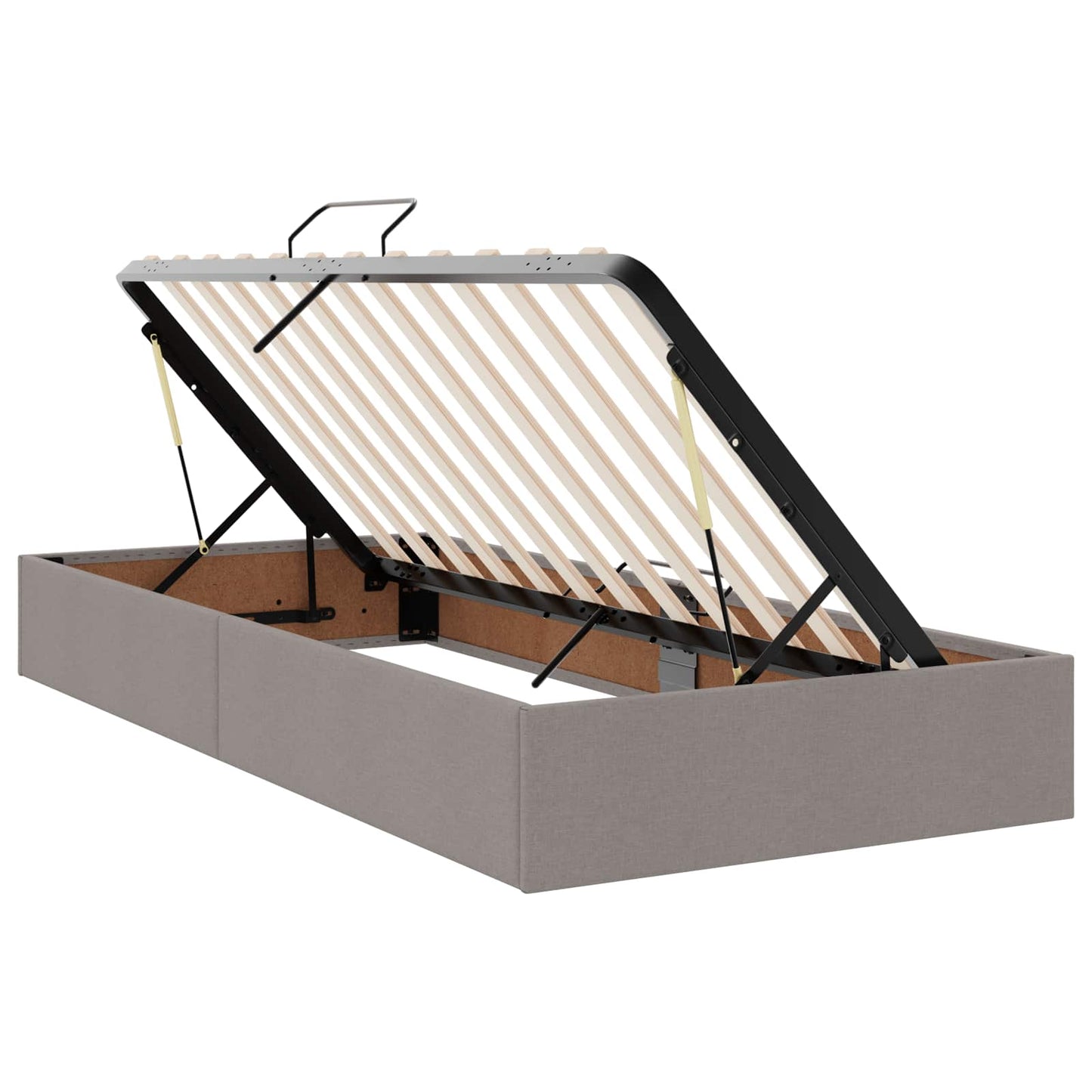 Seng med opbevaring og madras Gråbrun 90 x 190 cm Stof