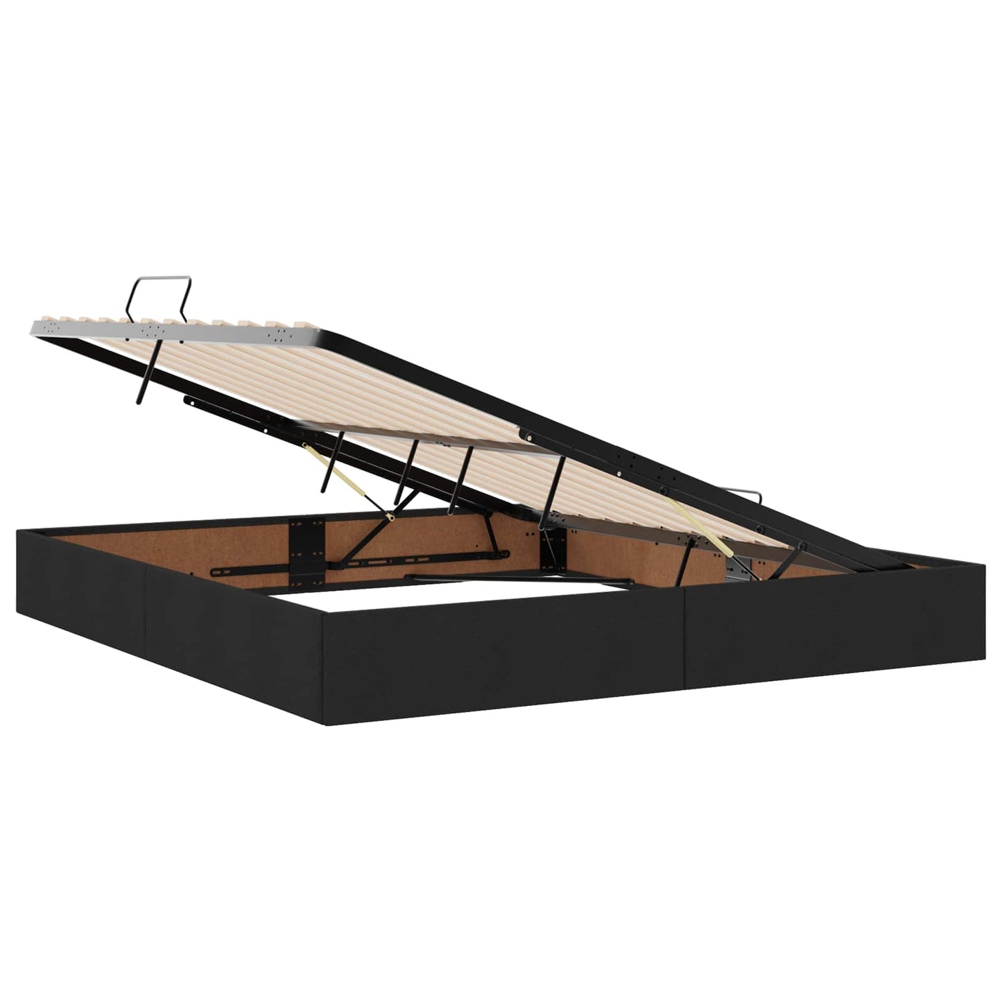 Seng med opbevaring og madras Sort 160 x 200 cm Stof