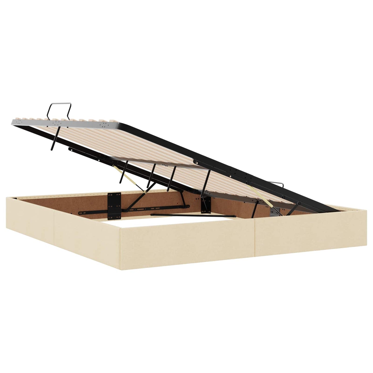 Seng med opbevaring og madras Cremefarvet 180 x 200 cm Stof