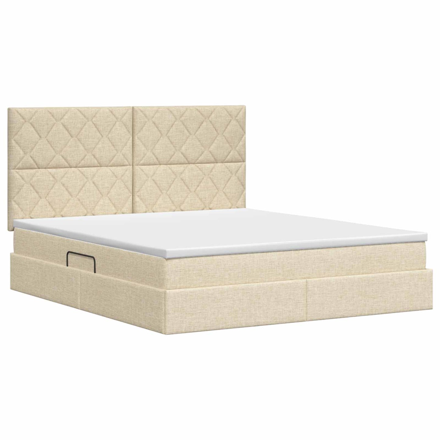 Seng med opbevaring og madras Cremefarvet 180 x 200 cm Stof