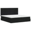 Seng med opbevaring og madras Sort 200 x 200 cm Stof