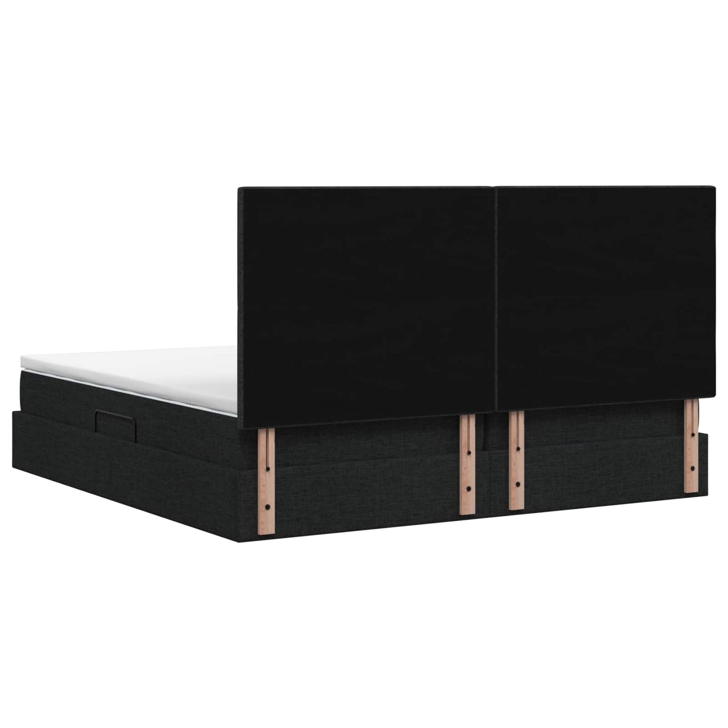 Seng med opbevaring og madras Sort 200 x 200 cm Stof