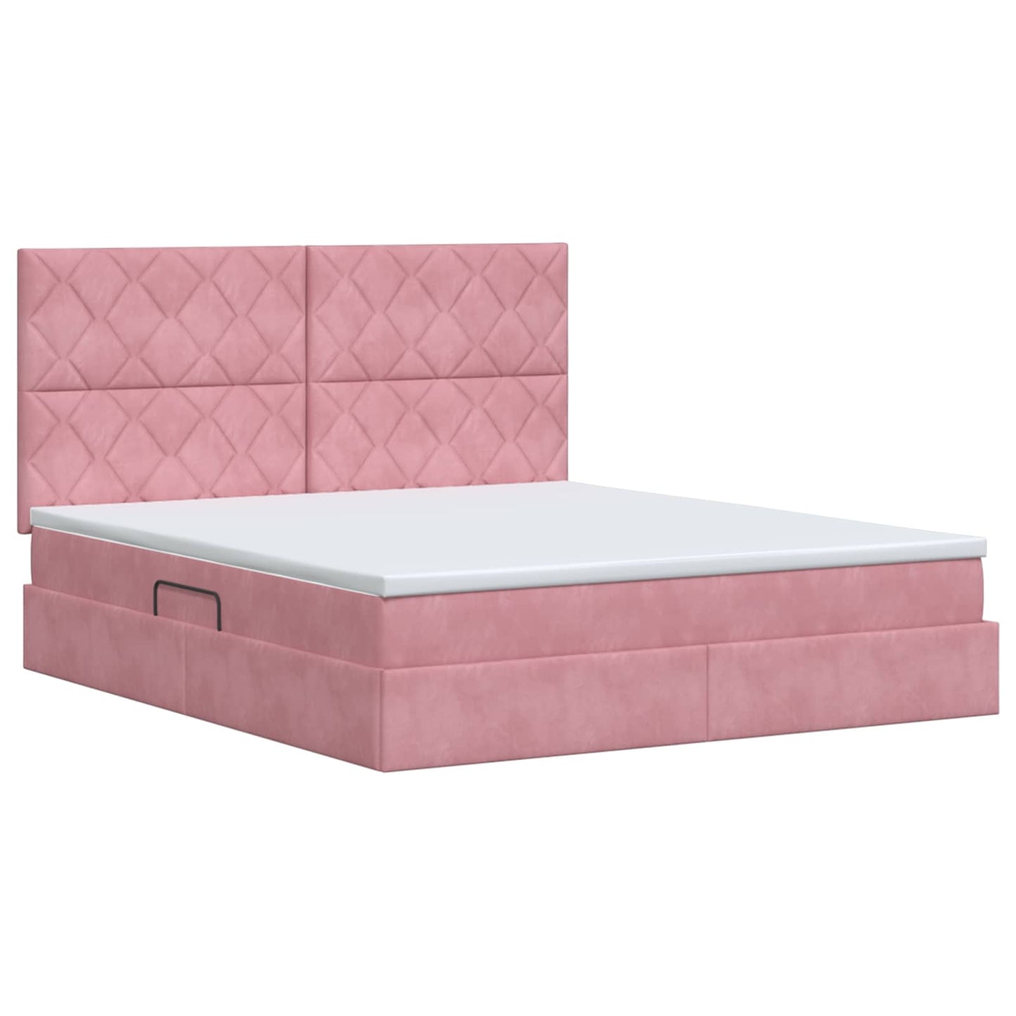 Seng med opbevaring og madras Lyserød 160 x 200 cm Fløjl