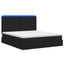 LED opbevarings seng med madras Sort 180 x 200 cm Stof