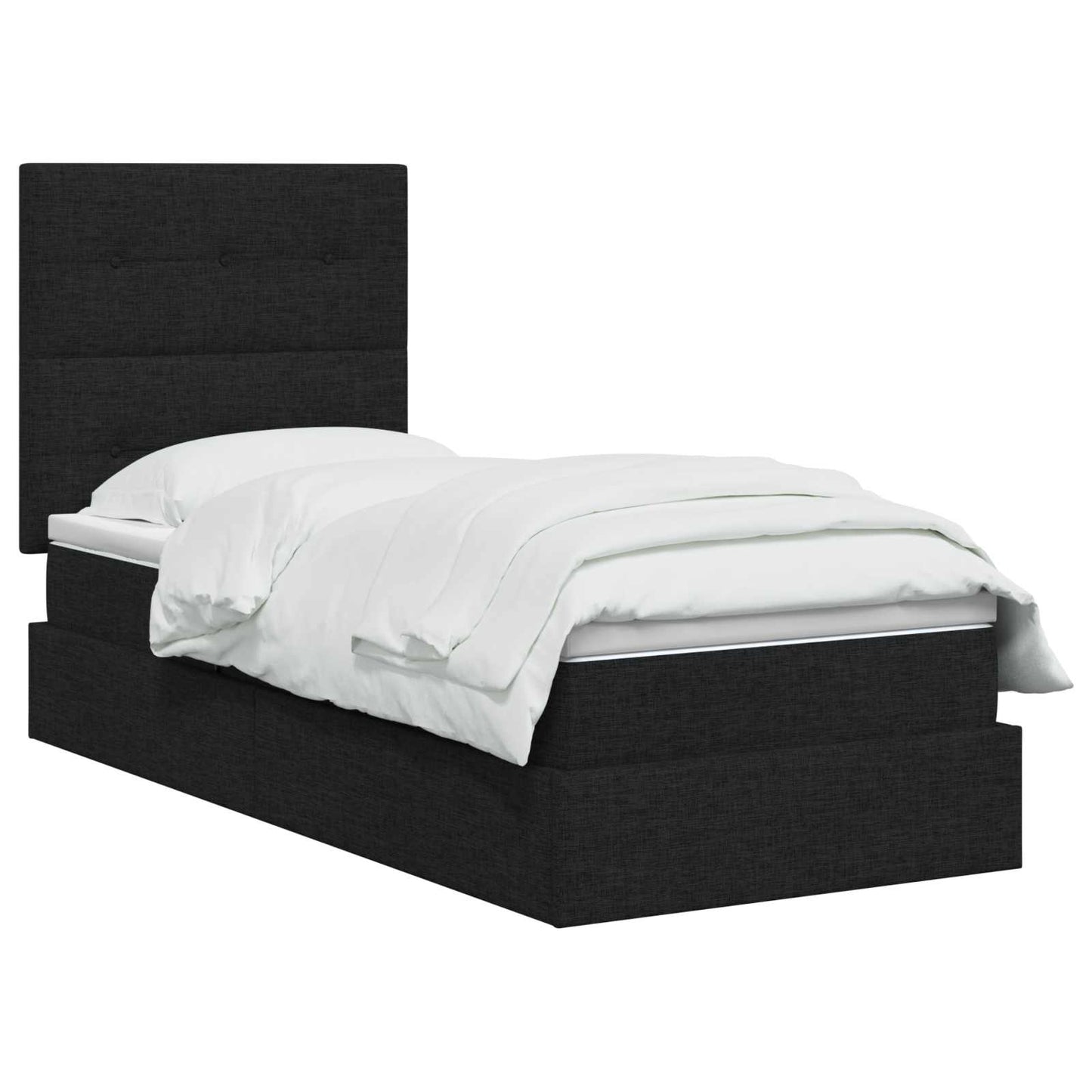 LED opbevarings seng med madras Sort 100 x 200 cm Stof