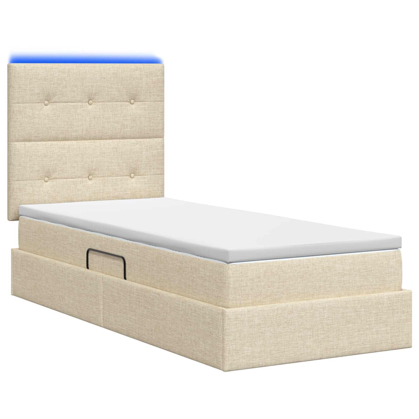 LED opbevarings seng med madras Cremefarvet 100 x 200 cm Stof