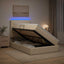 LED opbevarings seng med madras Cremefarvet 120 x 190 cm Stof