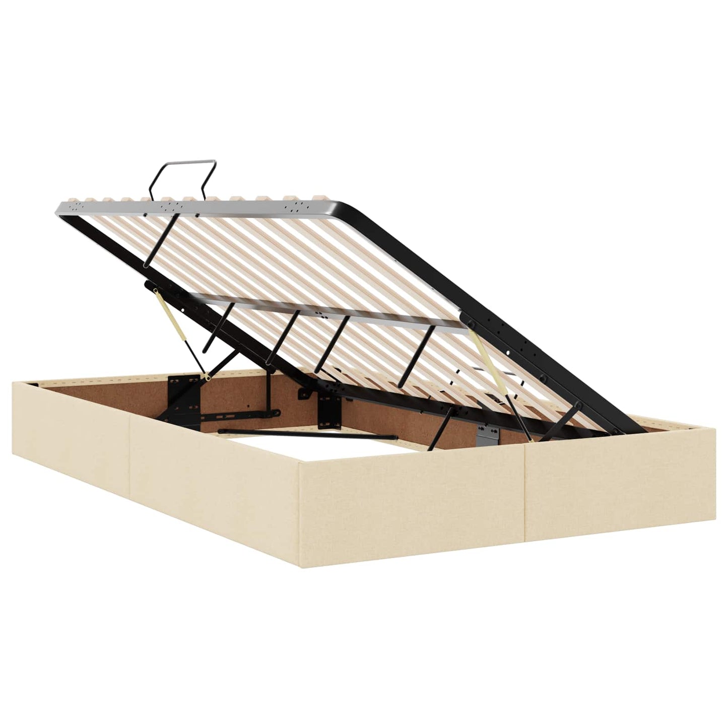 LED opbevarings seng med madras Cremefarvet 120 x 200 cm Stof