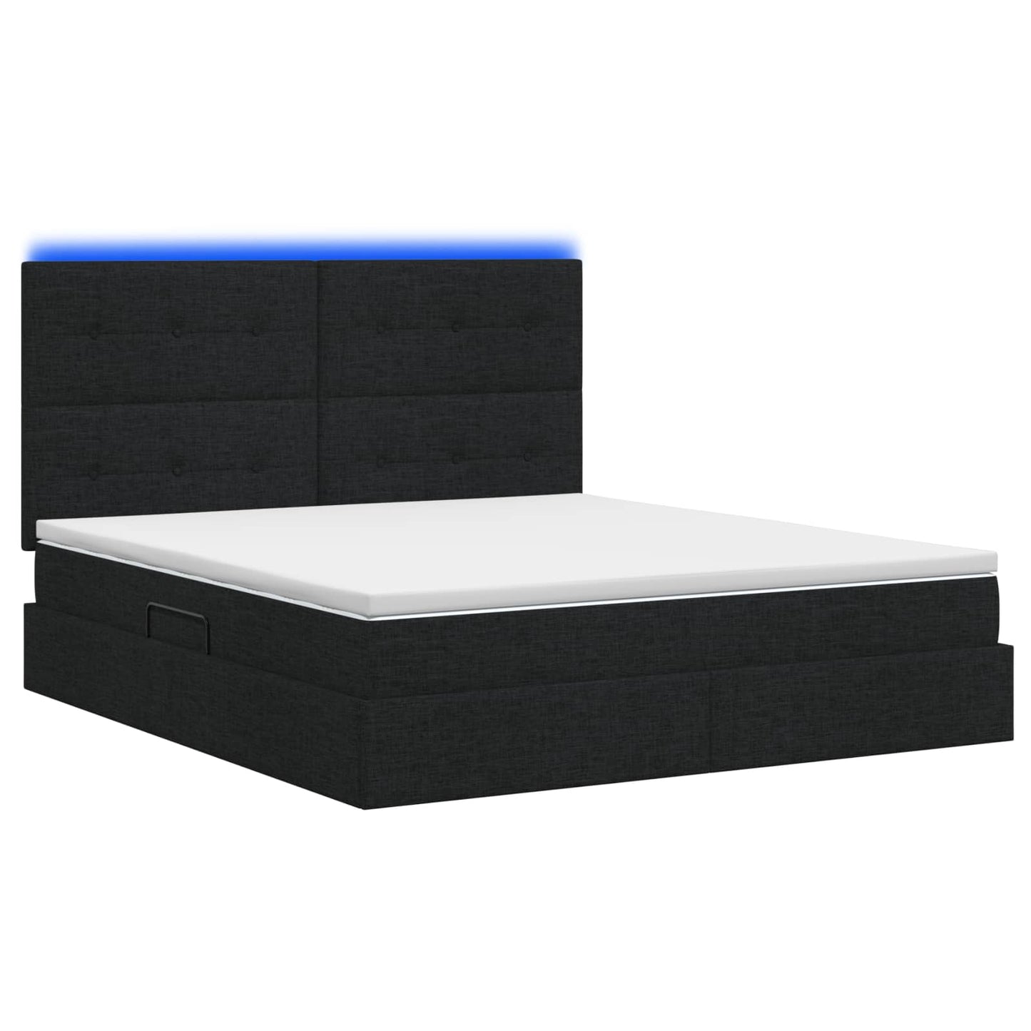 LED opbevarings seng med madras Sort 140 x 190 cm Stof
