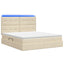 LED opbevarings seng med madras Cremefarvet 160 x 200 cm Stof