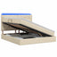 LED opbevarings seng med madras Cremefarvet 180 x 200 cm Stof