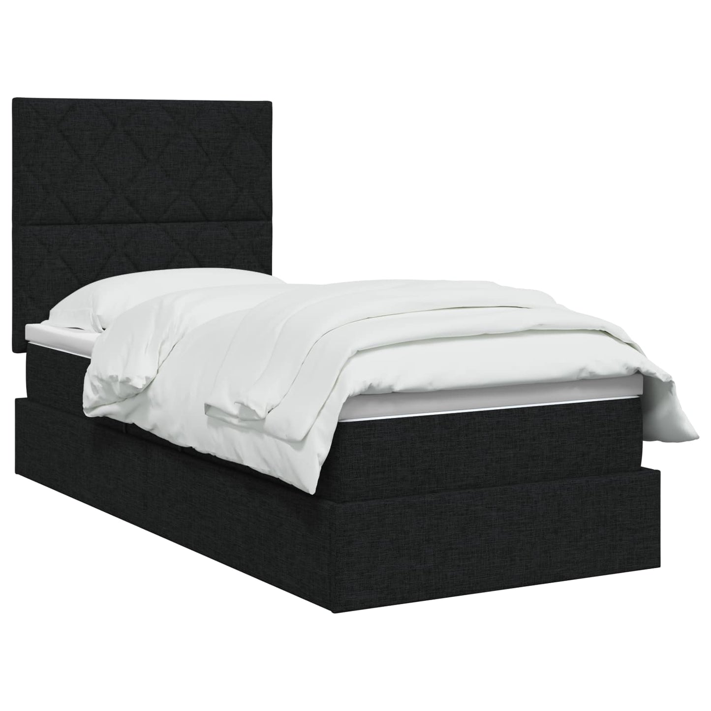 LED opbevarings seng med madras Sort 90 x 190 cm Stof