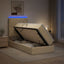 LED opbevarings seng med madras Cremefarvet 100 x 200 cm Stof