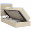 LED opbevarings seng med madras Cremefarvet 100 x 200 cm Stof