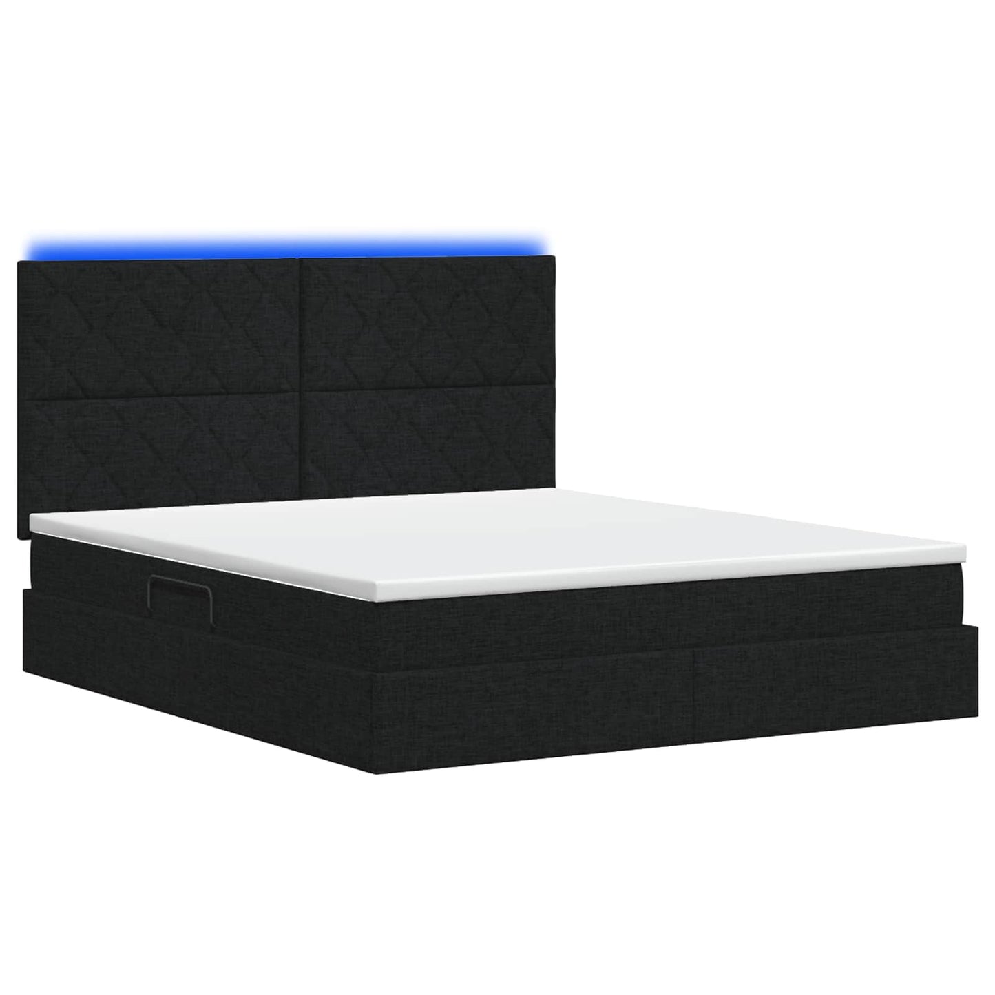 LED opbevarings seng med madras Sort 140 x 190 cm Stof