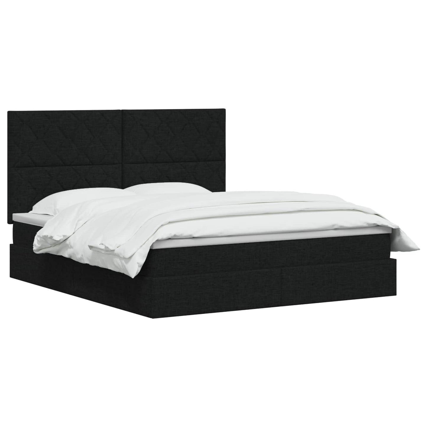 LED opbevarings seng med madras Sort 140 x 190 cm Stof