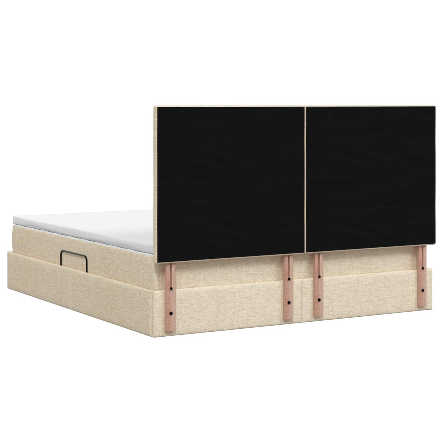 LED opbevarings seng med madras Cremefarvet 160 x 200 cm Stof