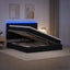 LED opbevarings seng med madras Sort 160 x 200 cm Stof