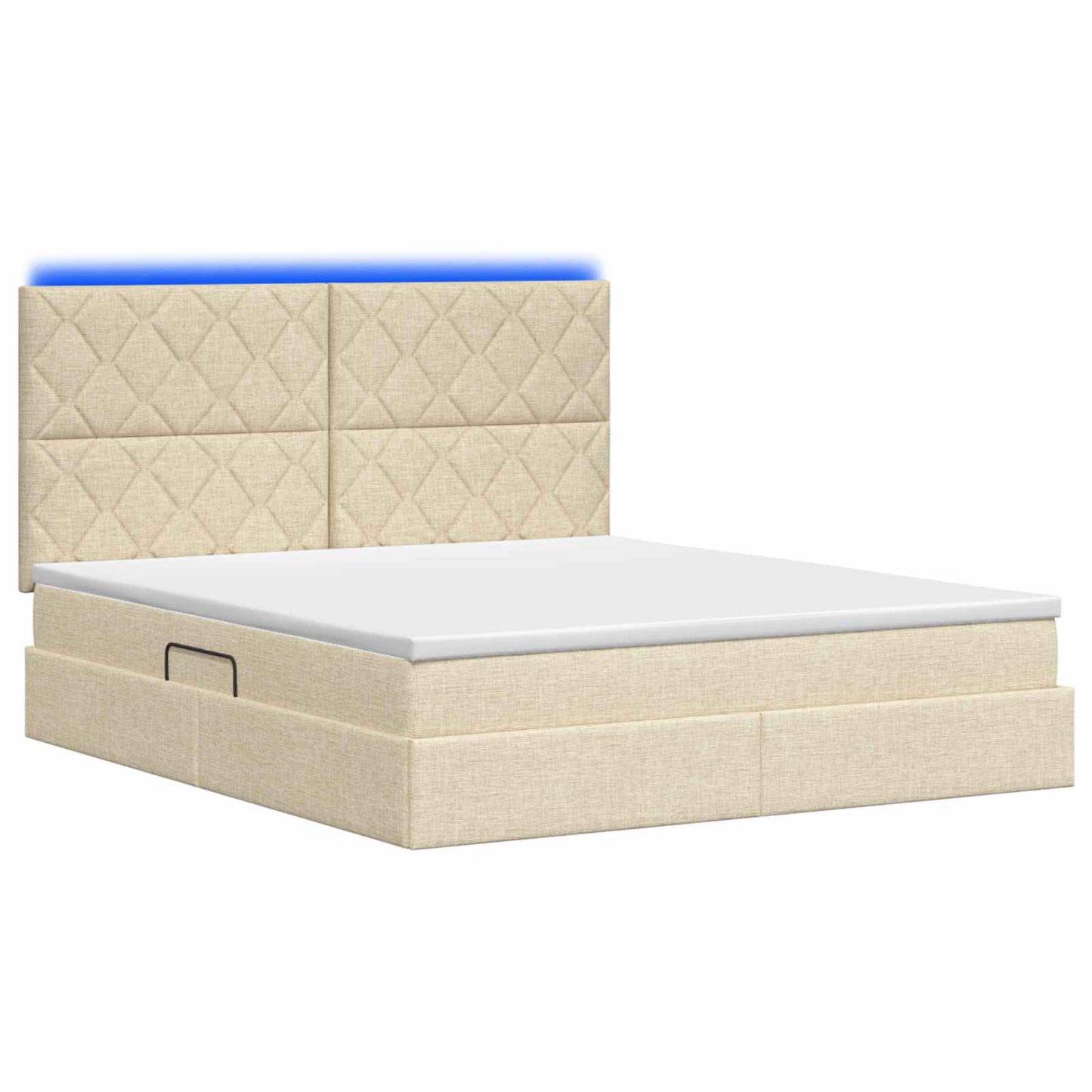 LED opbevarings seng med madras Cremefarvet 180 x 200 cm Stof
