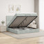 LED opbevarings seng med madras Lysegrå 140 x 190 cm Fløjl