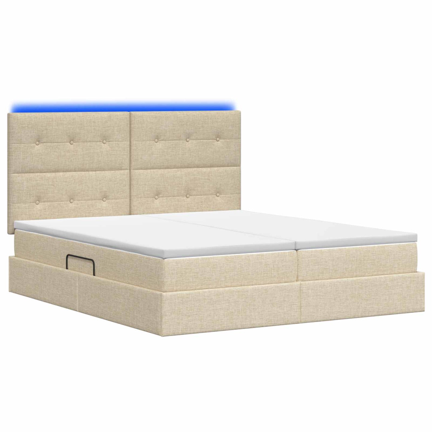 LED opbevarings seng med madras Cremefarvet 200 x 200 cm Stof