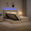LED opbevarings seng med madras Cremefarvet 200 x 200 cm Stof