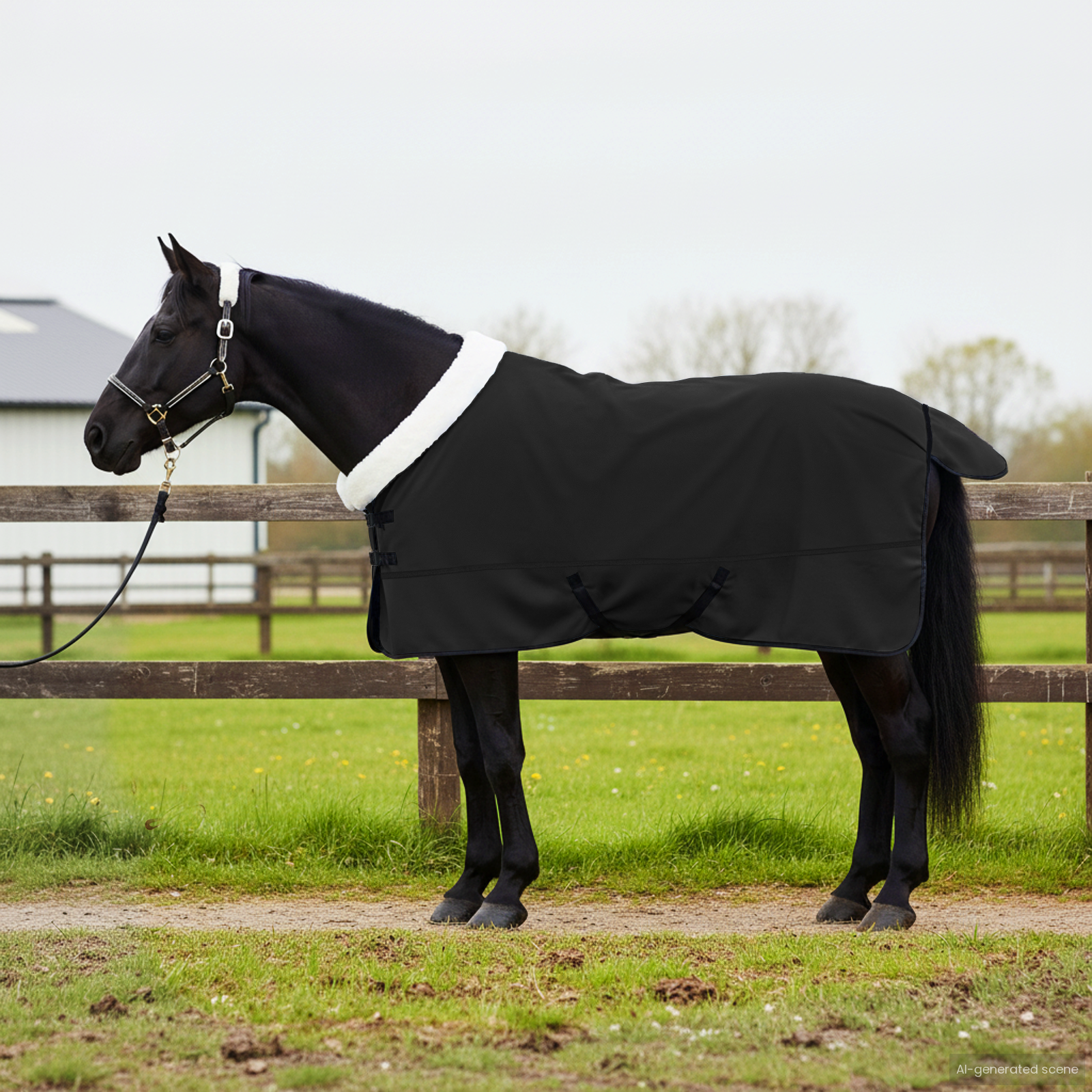 Hestetæppe Sort 125 cm Polar fleece billede