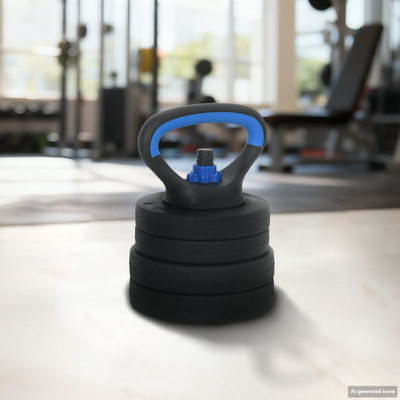 4-i-1 Dumbbell Barbell Kettlebell Sæt 20 kg Sort og Blå