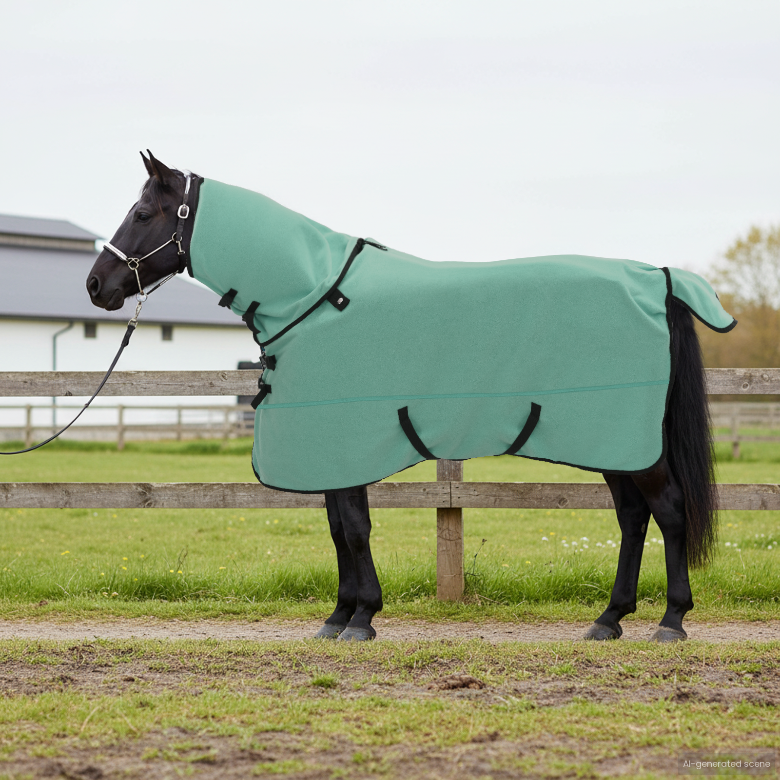 Hestetæppe Speciel grøn 165 cm Polyester billede