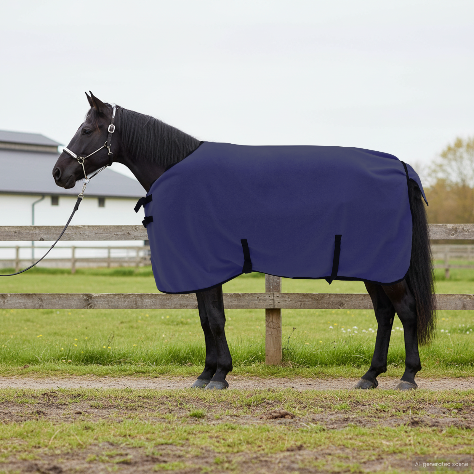 Hestetæppe Mørkeblå 75 cm Polyester billede