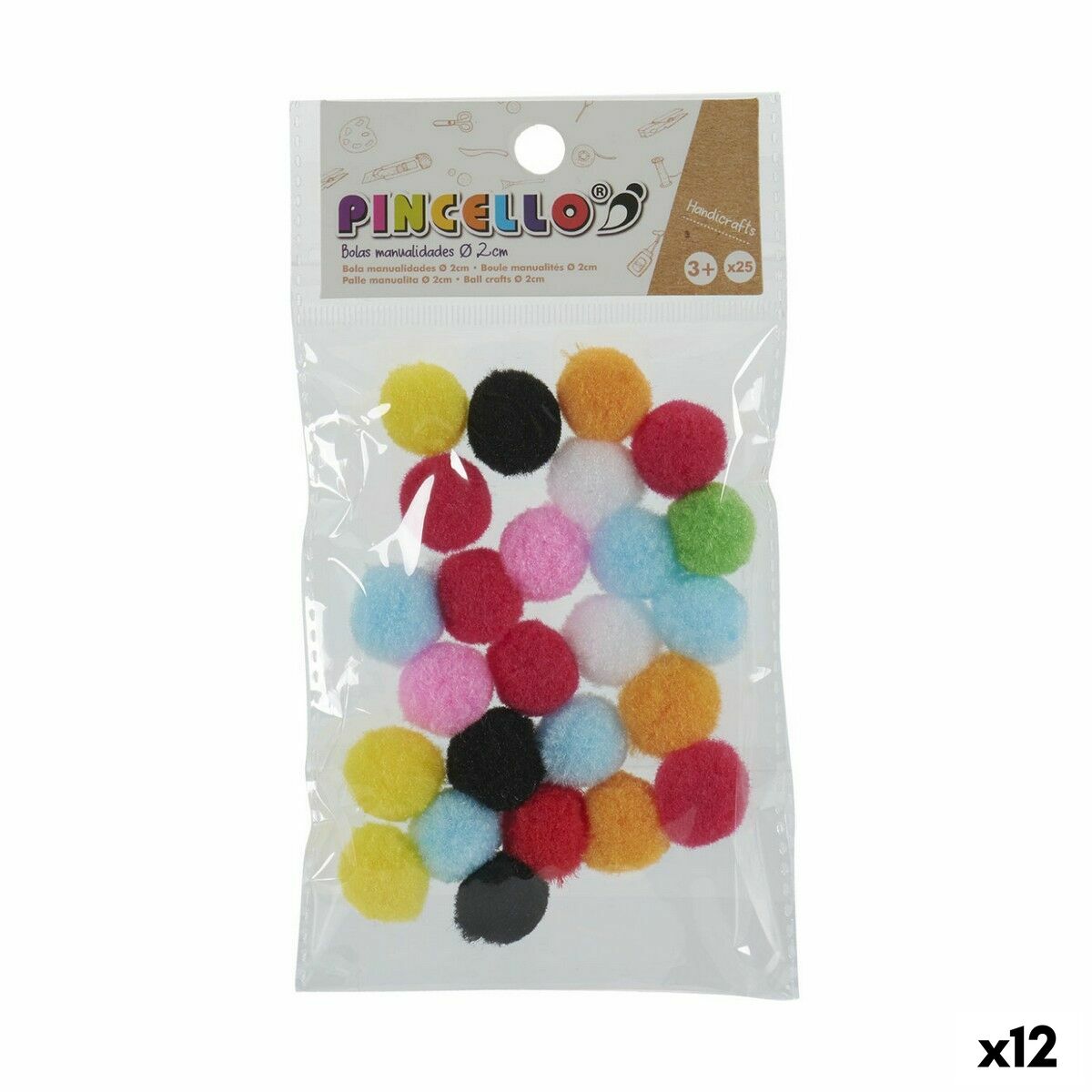 Materiale til håndarbejde Pincello Bolde Multifarvet Ø 2 cm 12 enheder billede