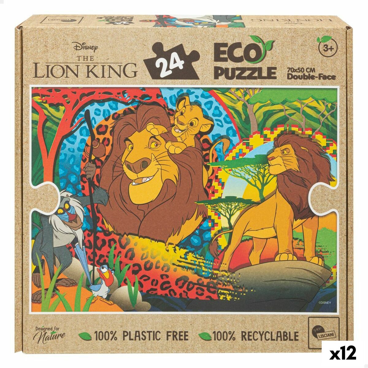 Børne Puslespil The Lion King Dobbeltsidet 24 Dele 70 x 1,5 x 50 cm (12 enheder) billede