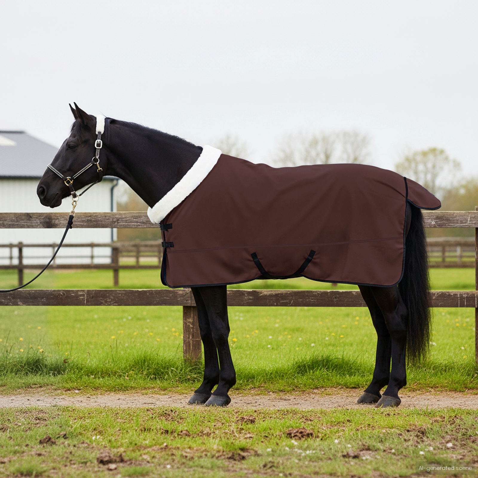 Hestetæppe Mørkebrun 145 cm Polar fleece billede