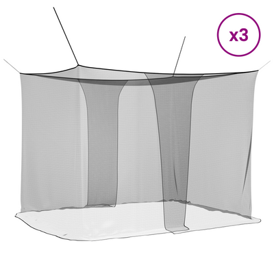 Myggenet til seng 156 mesh 3 pcs Sort Polyester
