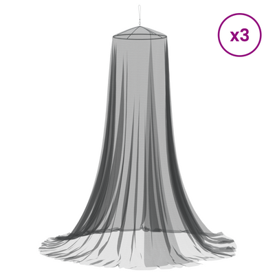 Myggenet til seng 3 pcs 156 mesh Sort ⌀56 x 220 cm Polyester