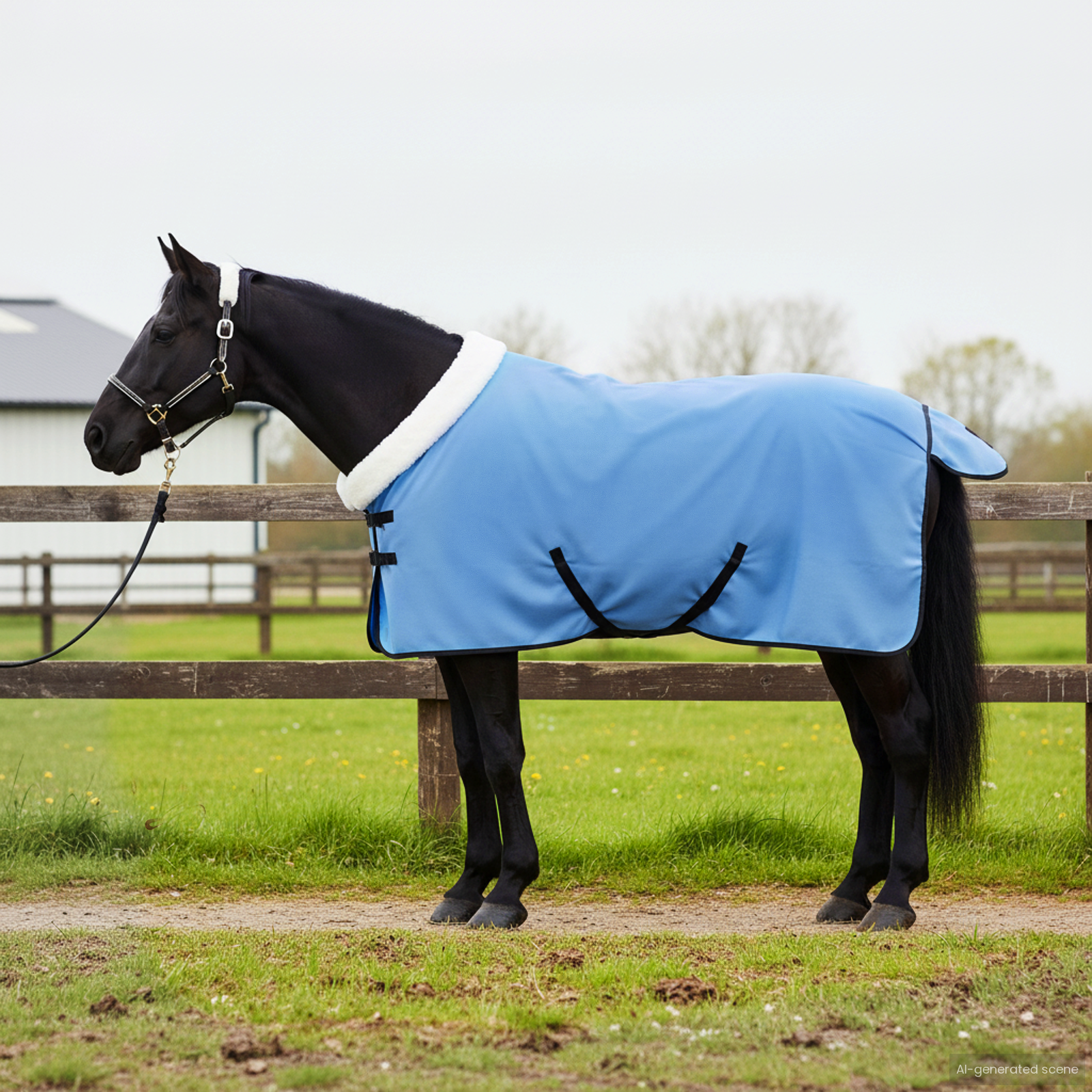 Hestetæppe Fuldt aqua 105 cm Polar fleece billede